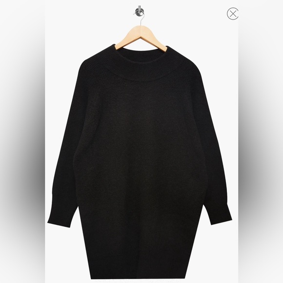 Topshop Black Oversize Long Sleeve Mini Sweater Dress Size Small (4-6) NWT - Picture 3 of 16